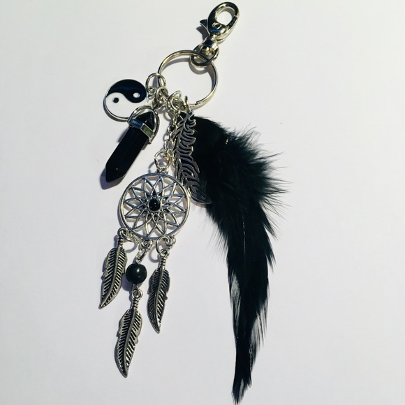 Silver boho dream catcher keychain purse charm - Picture 1 of 1